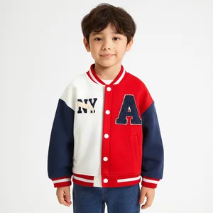Kids Varsity Baseball Jacket Boys Girls Letterman Bomber Coat with Embroidery Custom Logo OEM/ODM Factory Wholesale