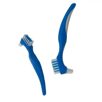 Long handle Plastic OEM colorful double head hard nylon bristle denture brush