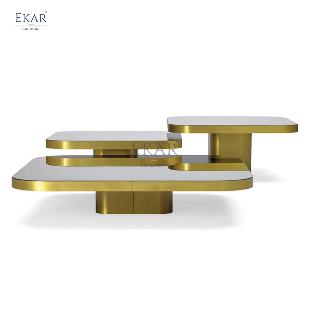 New design Stylish Outdoor glass coffe table:modern coffee table, Stainless Steel Base | art luxury coffee table supplier