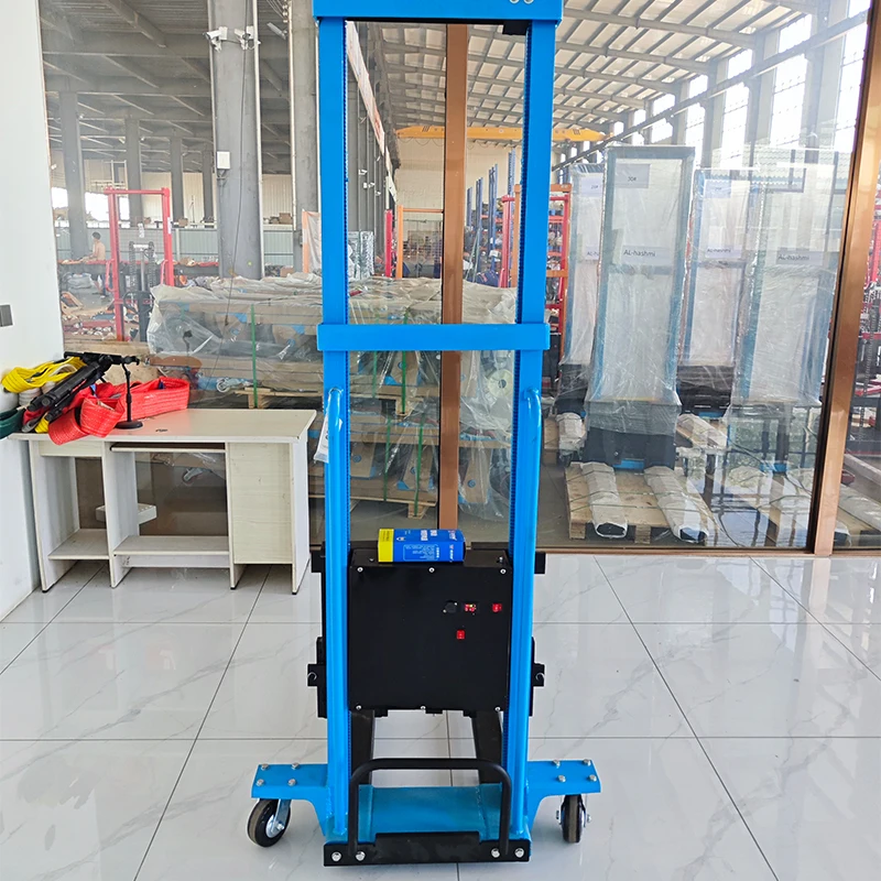 Self Loading Lift Stacker With Remote Control 0.5 Ton 1 Ton Self Lifting Stacker Crane Pallet Fork Lift Machinery