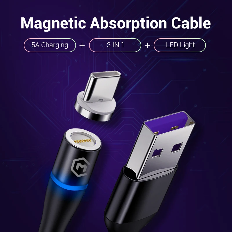 MONFONK 3 в 1 Usb-кабель Магнитный зарядный кабель 3A Быстрая зарядка USB-кабель для передачи
