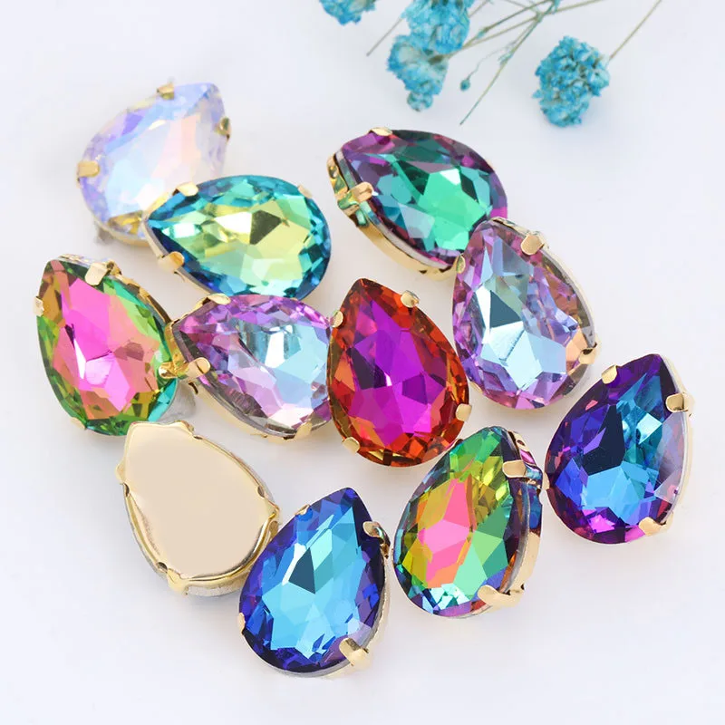 Wholesale Color Drop Shape Rhinestones With Sewn Setting for Jewelry ...