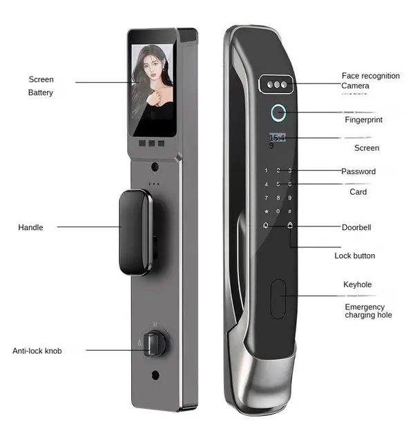 Enrique Wishome cheap price 3D Face Digital Fingerprint Biometric camera Smart door Lock Cerradura Inteligente