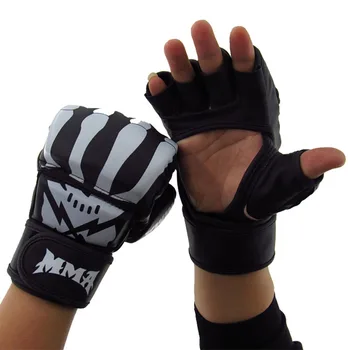 MMA Gloves Grappling Sparring,  Boxing Gloves Men Thai Martial Arts Training, Half Finger Adjustable Mitts Wrist Boxing Gloves