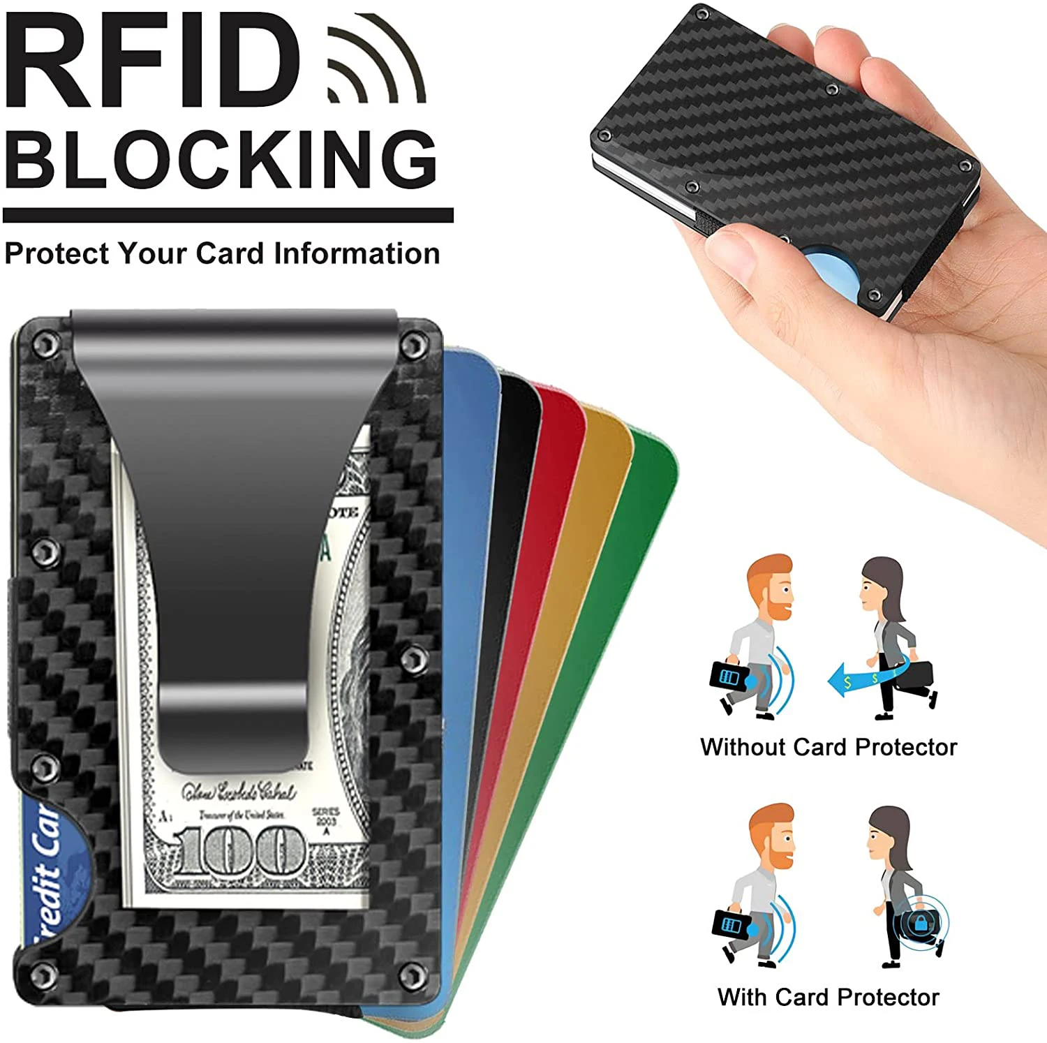 Real Carbon Fiber Minimalist Wallet Rfid Blocking Credit Card Holder ...