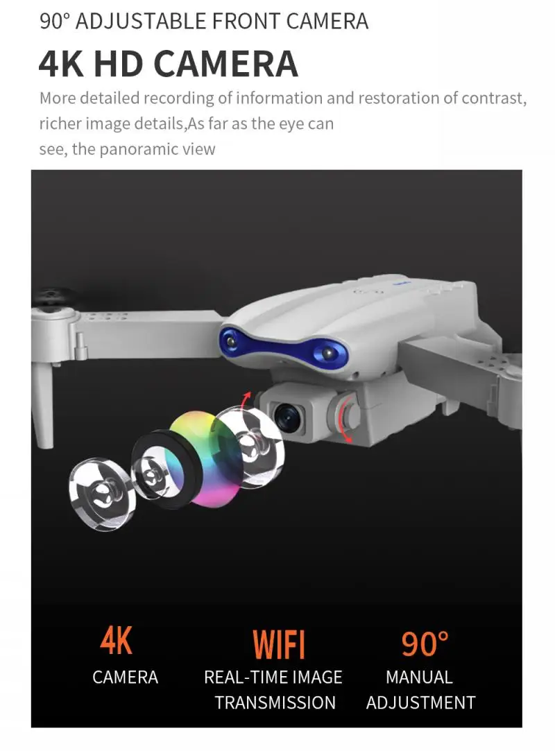 Cheap E99 4K toy drone remote control HD dual camera WiFi transmission fpv Automatic Return quadcopter Rc helicopter for kids