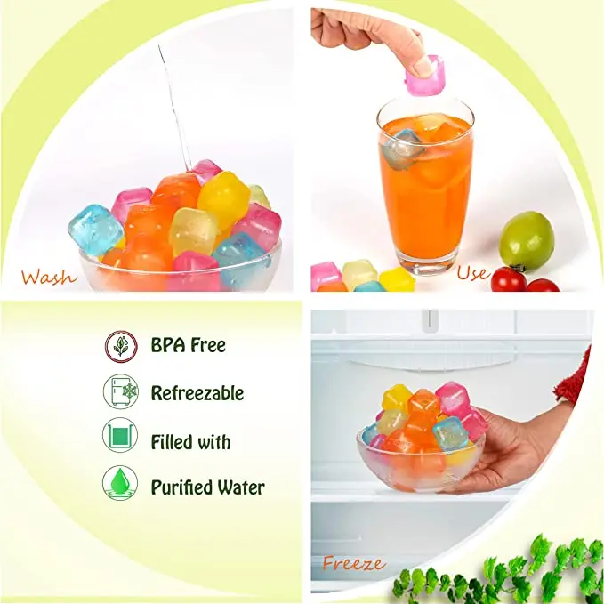 6pcs Food Grade Refreezable Ice Cubes Reusable Ice Cube