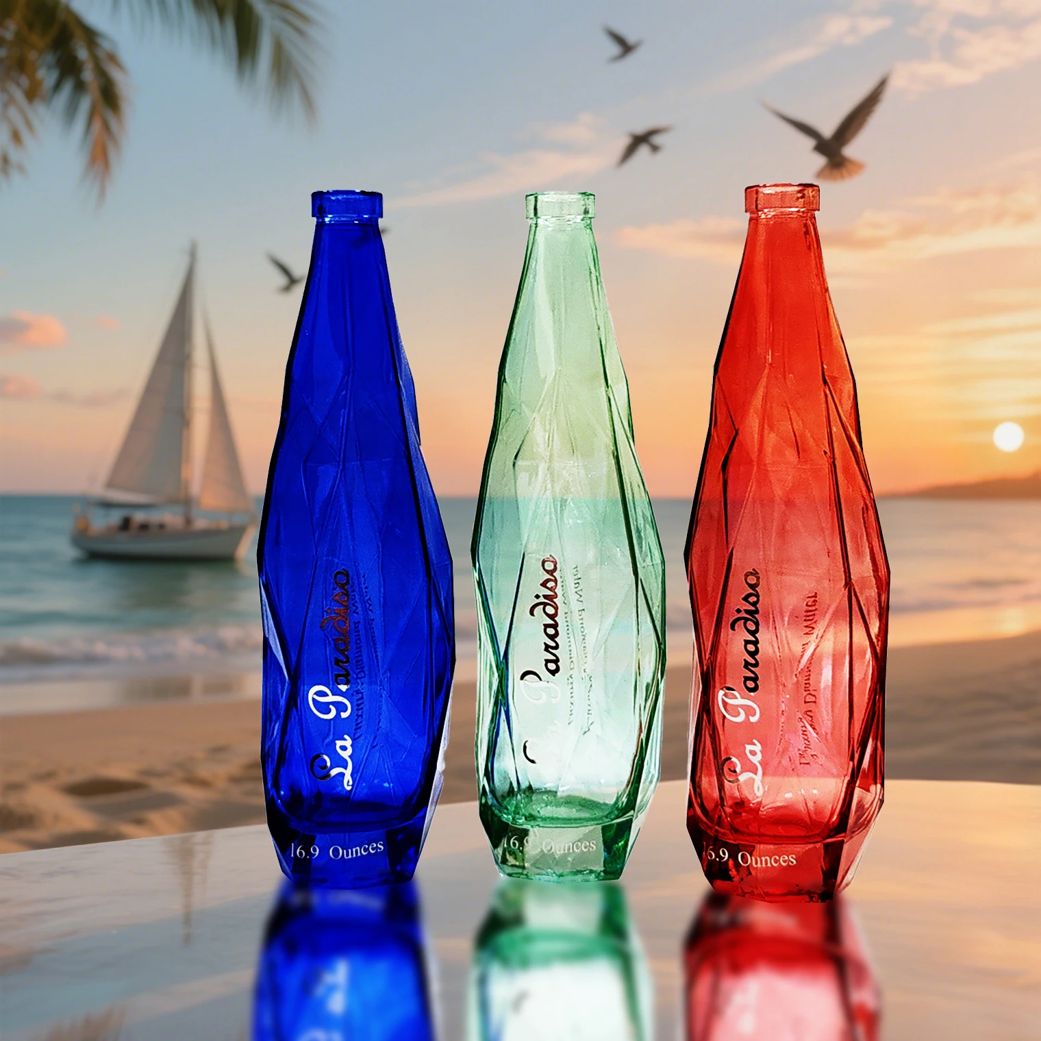 Luxury 300ml 500ml Spray Color Glass Water Bottle Extra Flint Juice Soda  Sparkling Carbonated Drink Beverage Glass Bottle