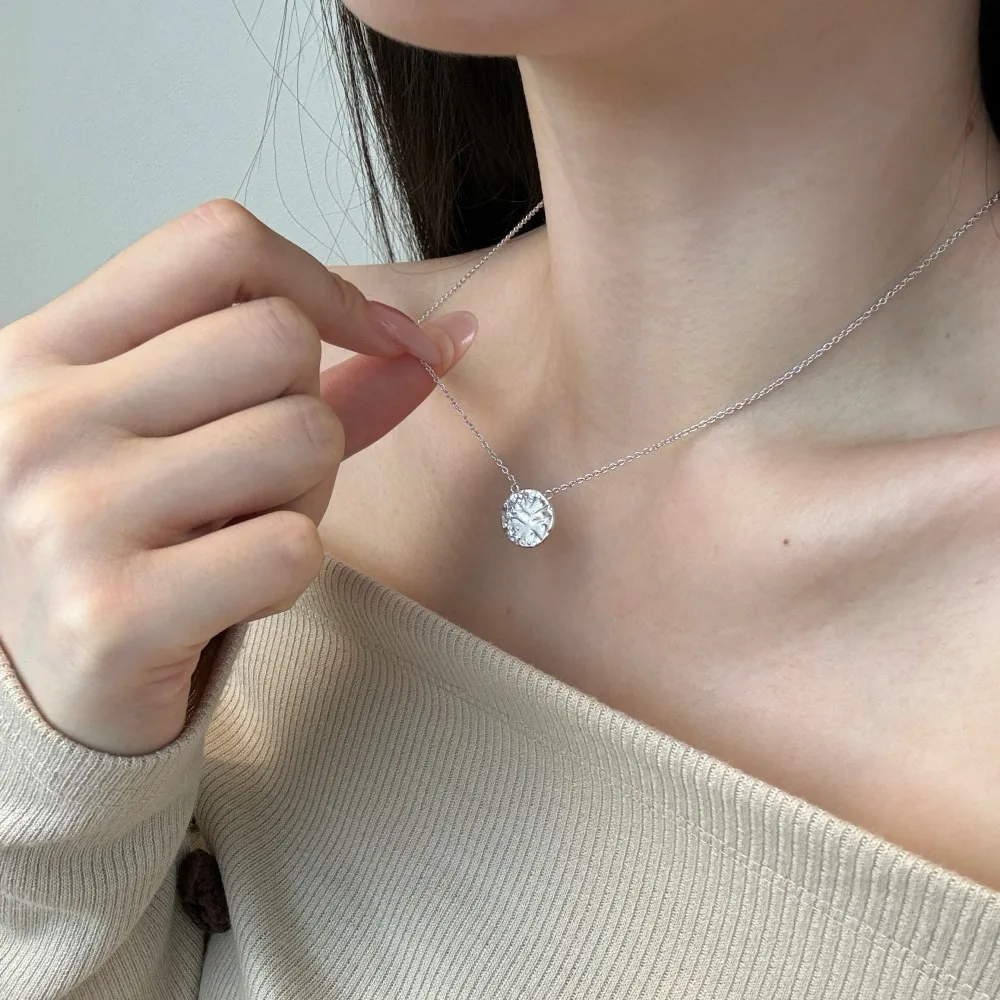 KAKODIY Charming Design Jewelry 925 Sterling Silver AAAAA Grade Zirconia Frosted Finish Round Disc Pendant Necklace detail 7