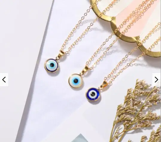 Drop Shipping Turkish Blue Eye Pendant Necklace Simple Wrapped Eye Necklace for Women