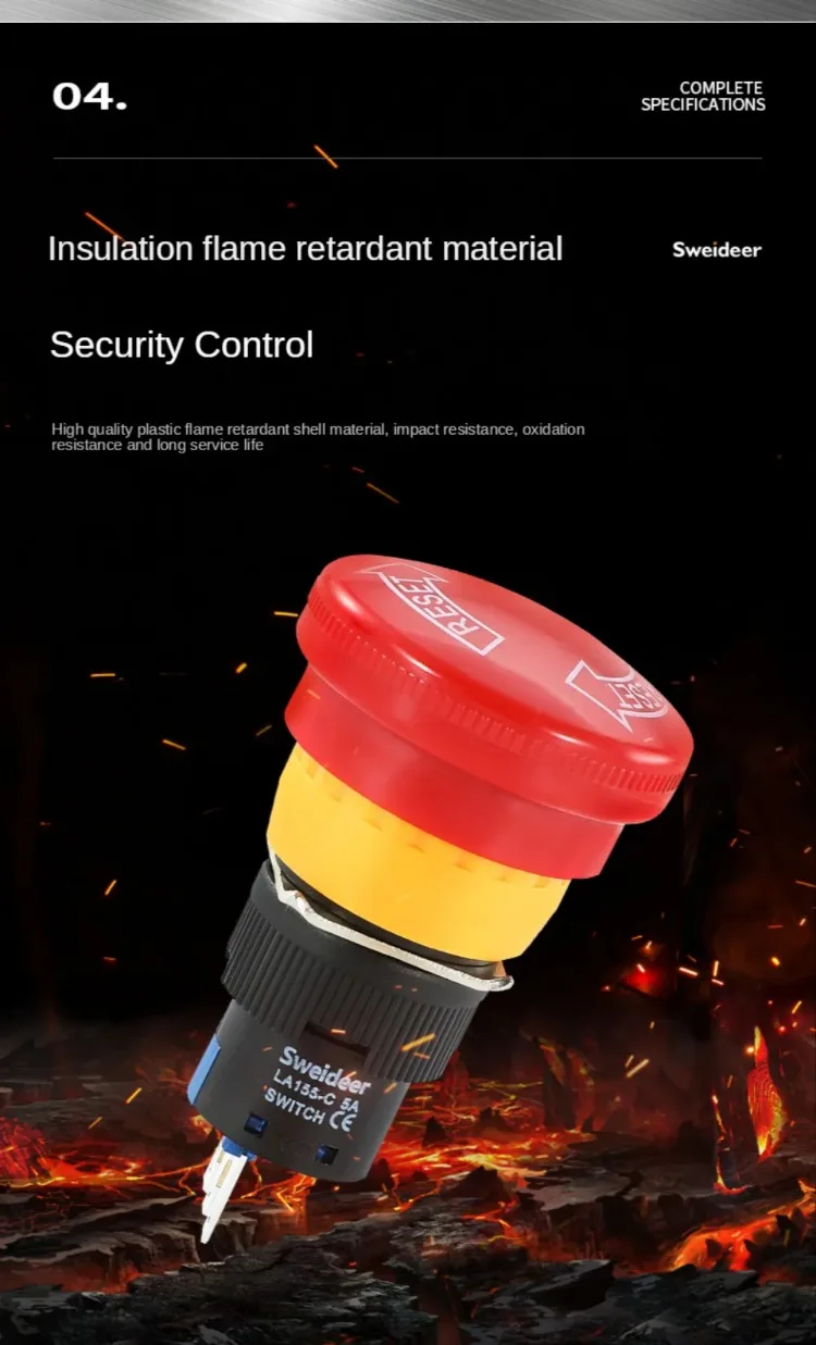 16mm Plastic Emergency Stop Switch - Self Locking Safety