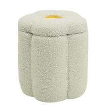 Luxury Upholstered Space Saving Tufted Round Velvet Stool Footrest Footstool Ottoman for Living Room
