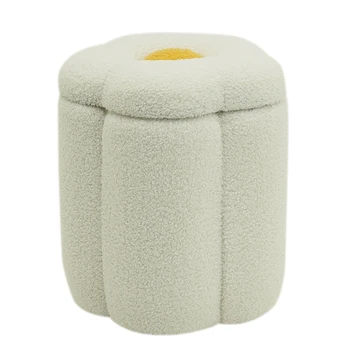Luxury Upholstered Space Saving Tufted Round Velvet Stool Footrest Footstool Ottoman for Living Room