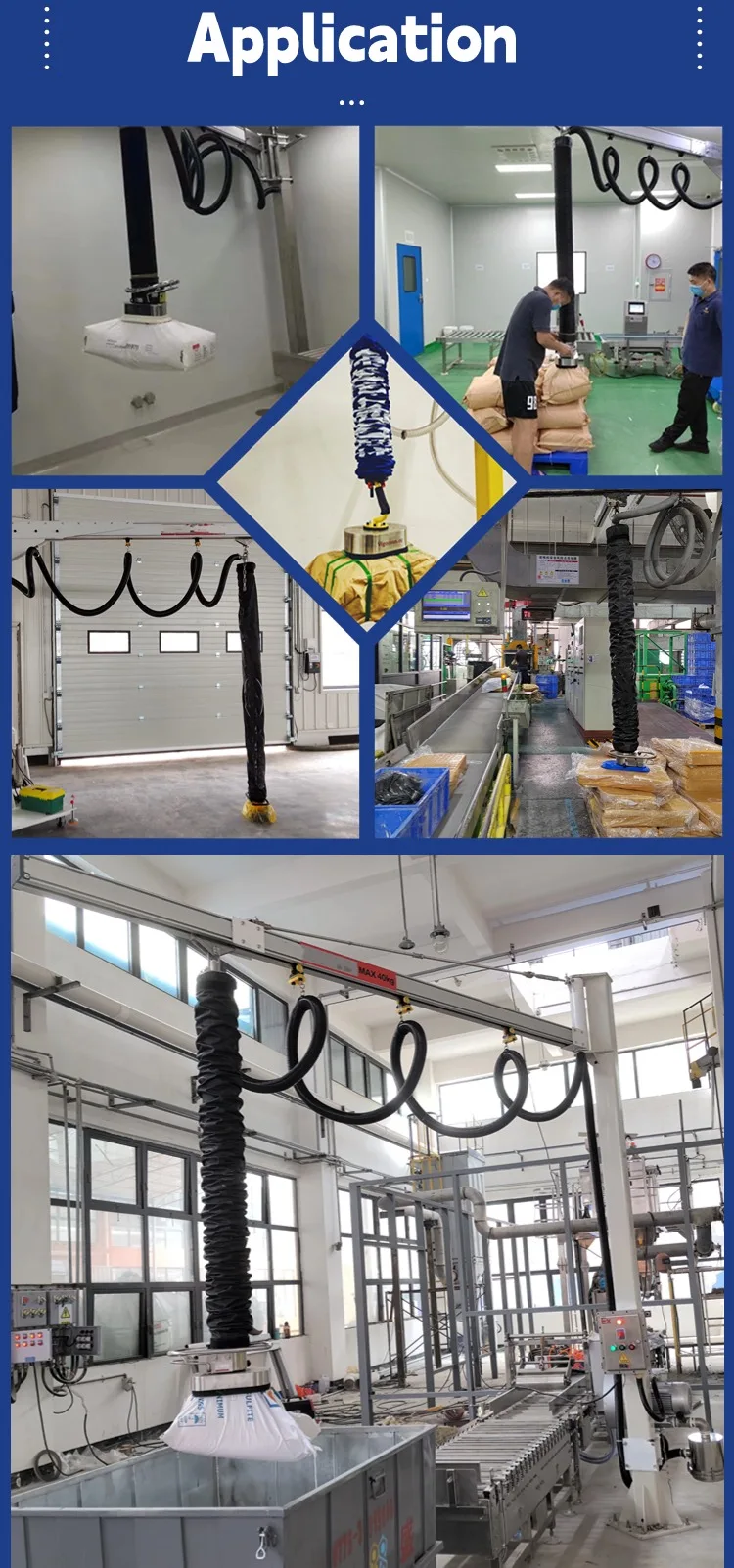 Quick safe powerful convenient carry cement bag vacuum lifting equipment vacuum handling tube lifter vacuum lifter