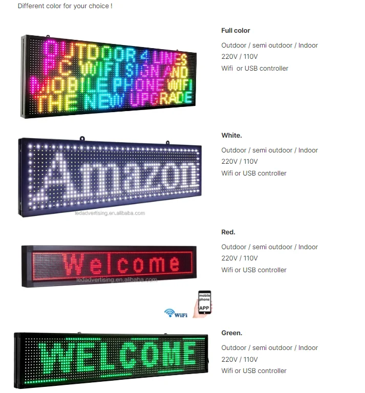 Led Letter Light Scrolling Message Wifi Control Outdoor Full Color Text
