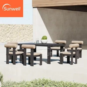 Wholesale Price Hot Sale Outdoor Table Set for Hotel Aluminum Patio Dining Table and Chairs for Villa Garden Restaurant
