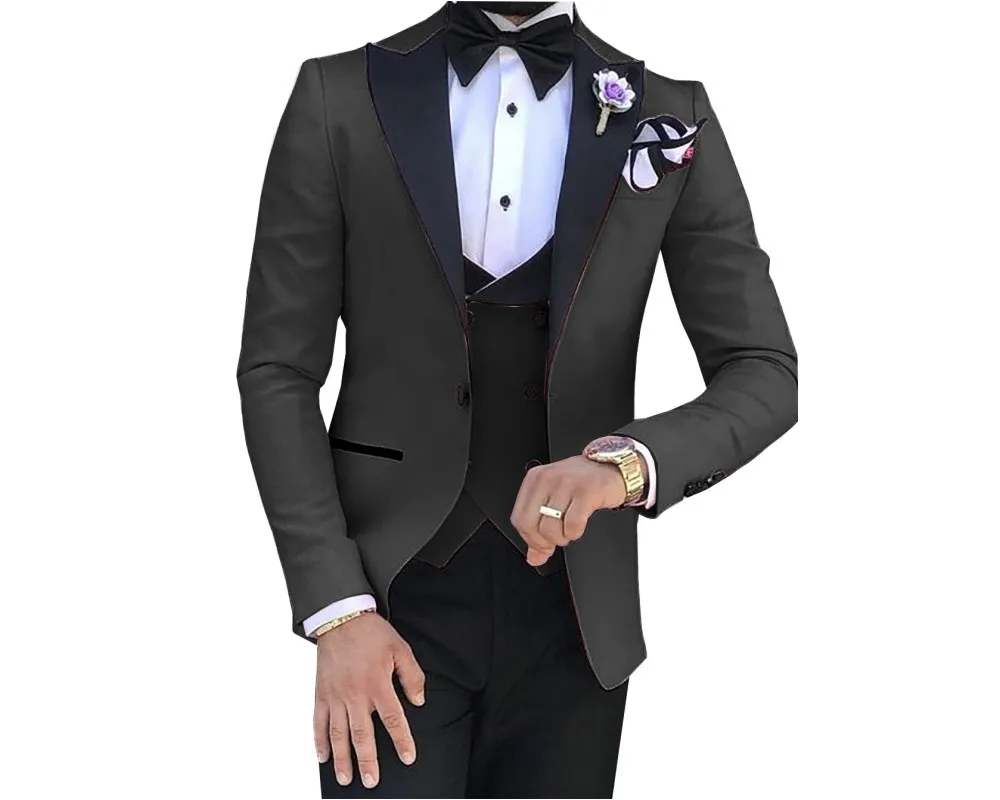 Pink Men's Suit Business Notched Lapel Slim Wedding Banquet Formal