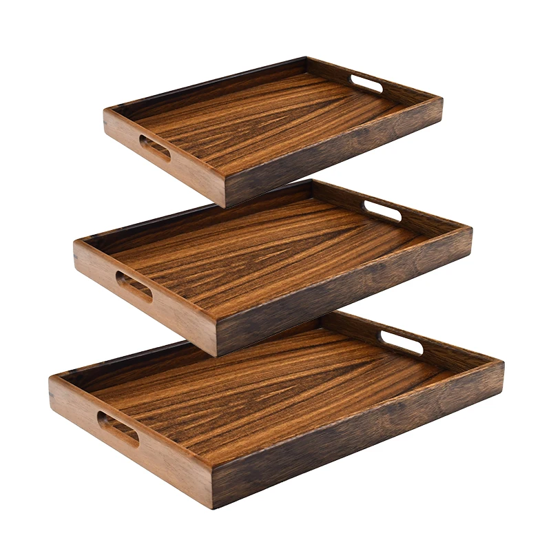 WDF unique kitchen trays set food wood valet trays serving platter party extra large acacia wood serving tray with handles factory