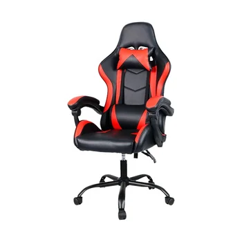 Modern Stylish Black Red Swivel Gaming Chair/Silla Gamer Extendable Footrest Height Adjustable Armrest Stable Reclining