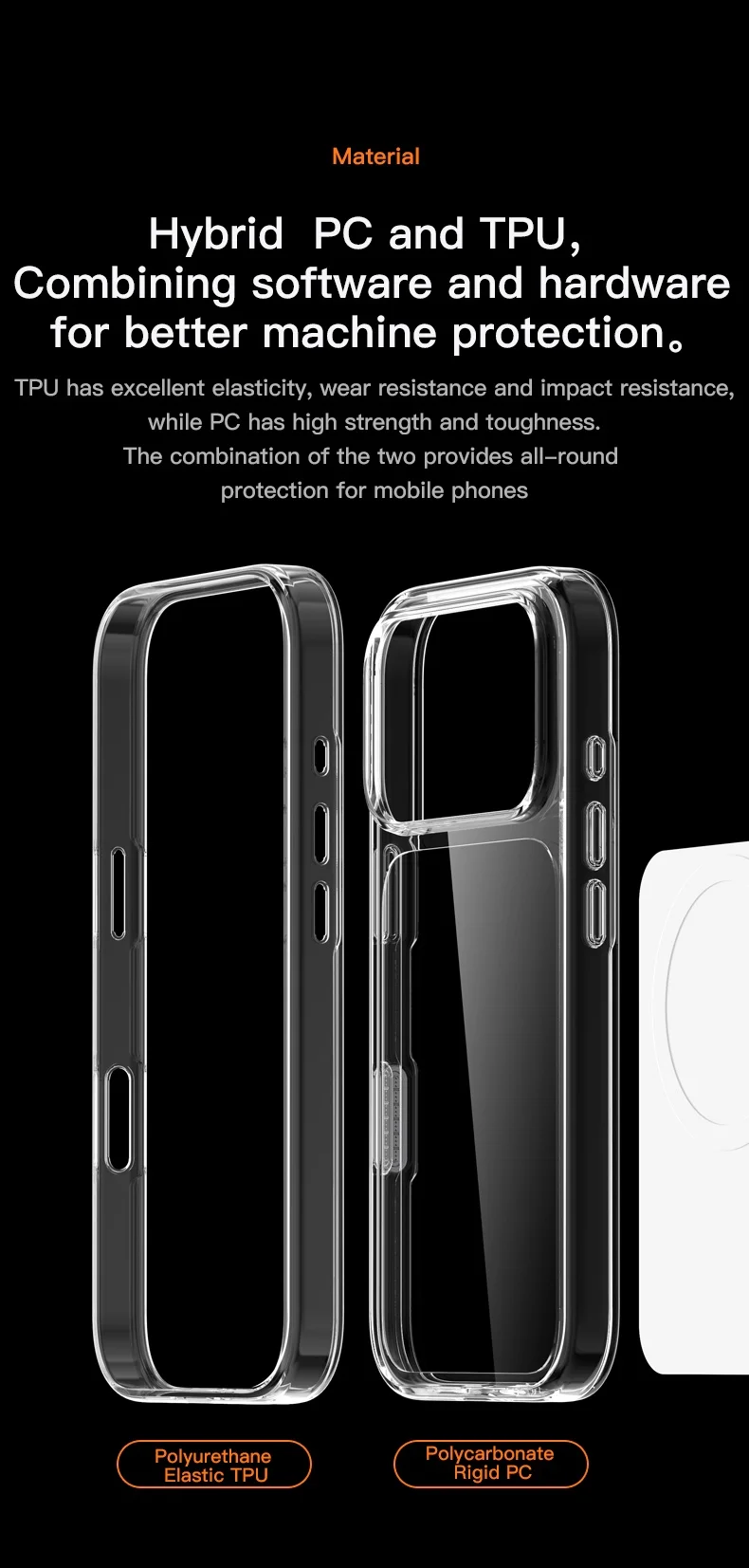 product tpupc phone case with anti yellow ultra magnetic crystal material anti fingerprint texture phone case for iphone 17 pro max-5