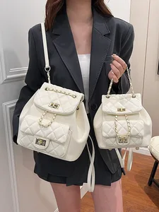 Trendy Mini Diamond Chain Women's Backpack New 2026 Spring Fashion Versatile Crossbody Bag Small Bookbag Shoulder Bag
