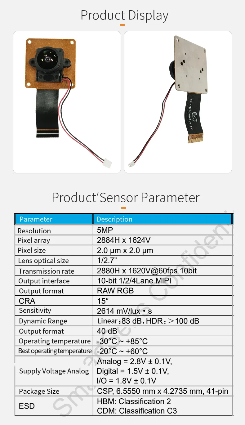 DGZX 5 million Hdr wide dynamic 2K 60 frame Ircut night vision full-color SC530AI high-definition MIPI camera module插图1