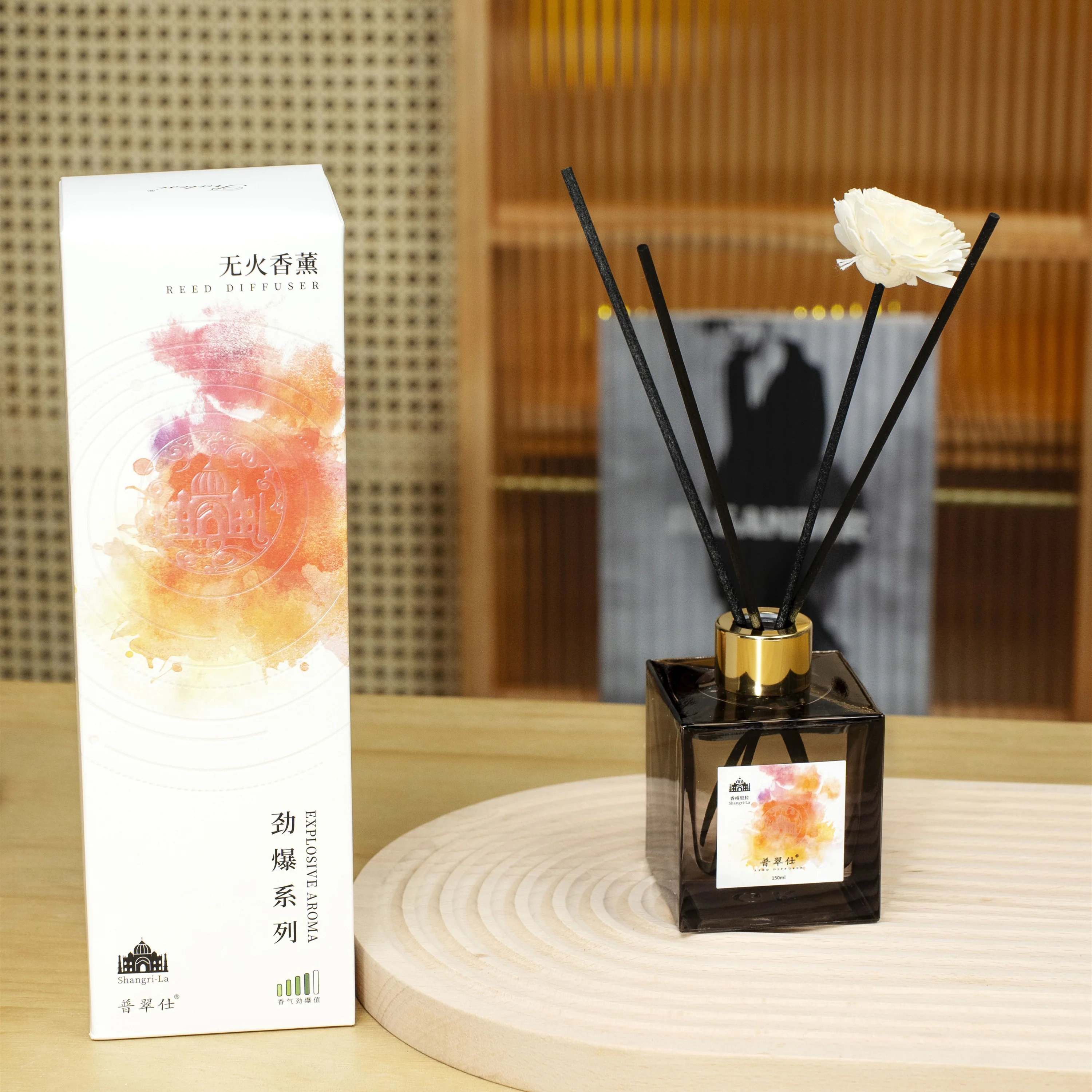 product logo customs home fragrance reed diffuser premium quality high concentrated oils 150ml flower sticks reed diffuser set-3