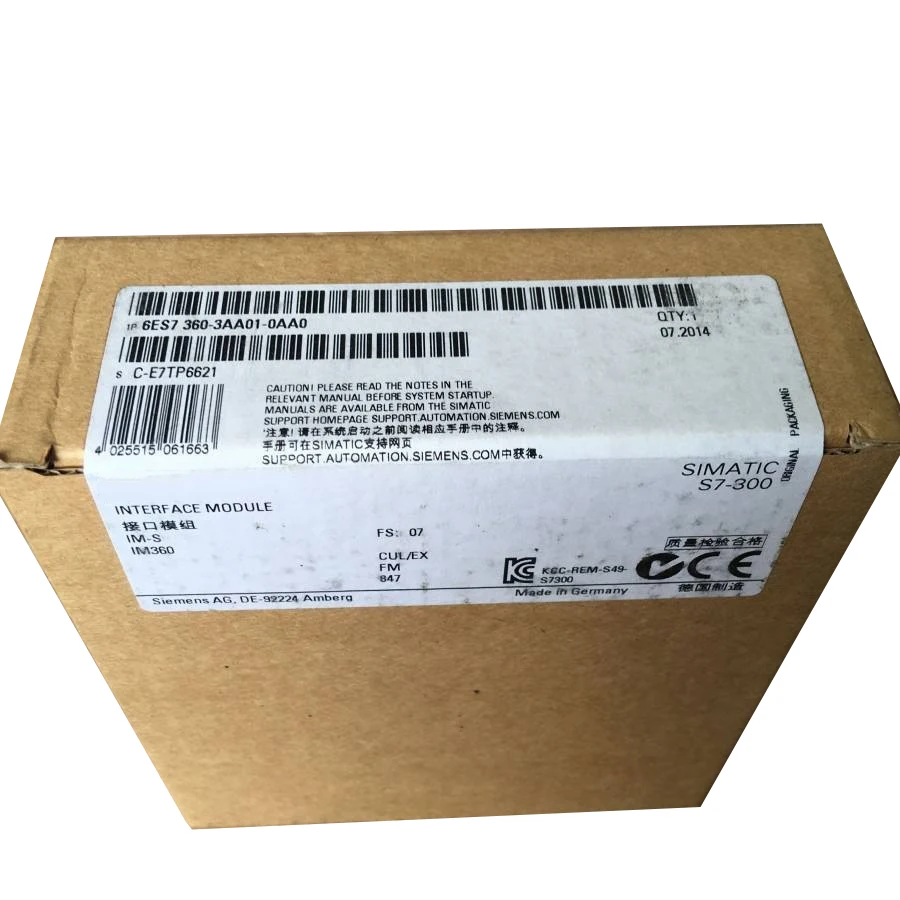 New Original 6ES7 360-3AA01-0AA0 6ES7360-3AA01-0AA0 IM 360 interface module for Siemens SIMATIC S7-300 series. Used to build multi-tier central expansion racks, enabling stable data transmission between the central rack and expansion racks.