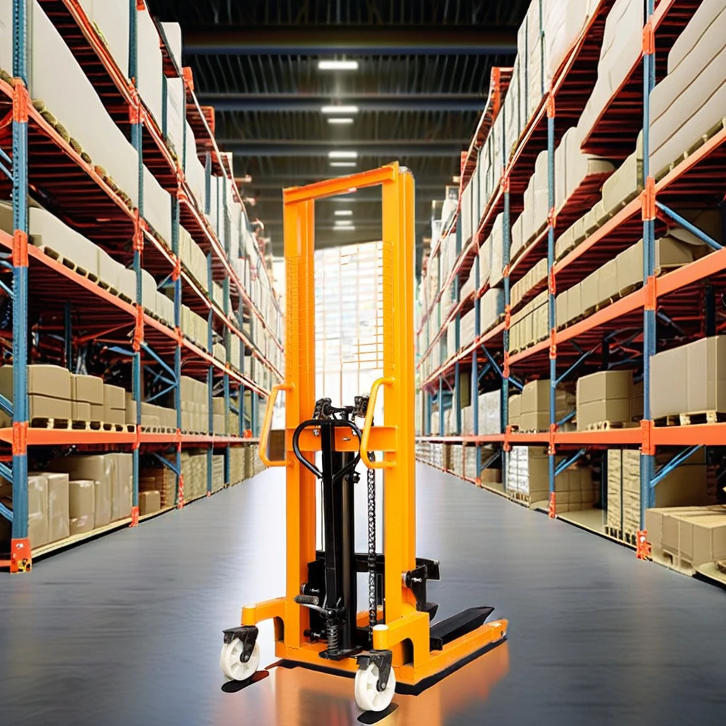 Wholesale Factory Price Hydraulic Manual Hand Stacker Forklift 2 Ton Metal Protective Mesh Manual Stacker for Warehouse Use