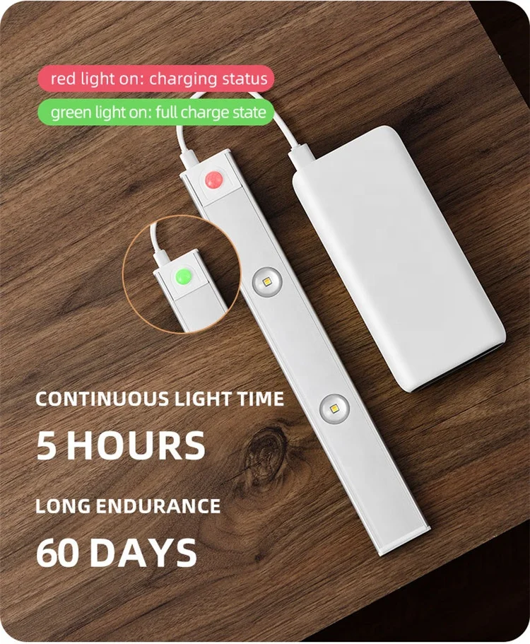 Wholesale Factory Magnet Suction Motion Sensor Light LED 4000K 40cm Indoor USB Wireless Bedroom Bathroom Under Cabinet Lamp