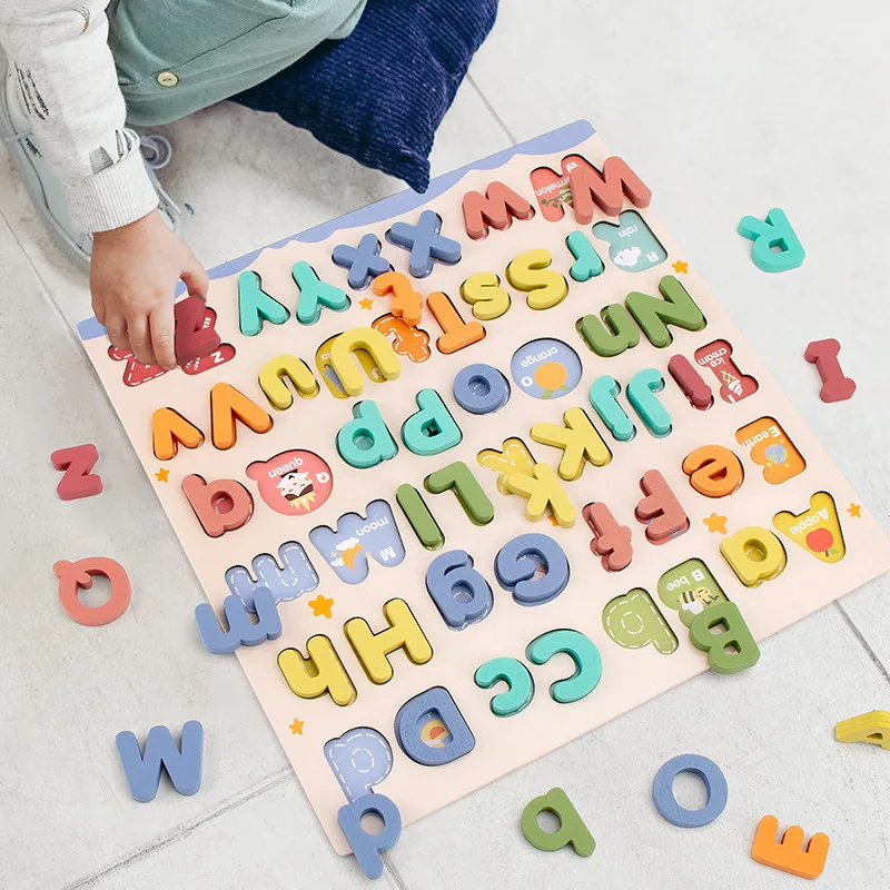 2024 Montessori Wooden Alphabet ABC Puzzles Board for Preschool Learning