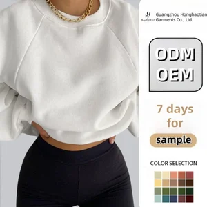 ODM OEM Custom Women's Oversized Pullover Hoodie Sweatshirt Casual Wear Solid Color Drop Shoulder Front Printed Autumn Winter