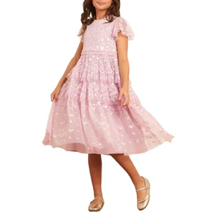 OEM ODM Western Style Princess Dress for Girls 2-12 3D Lace Pattern for Autumn Spring Summer-Kids Clothing
