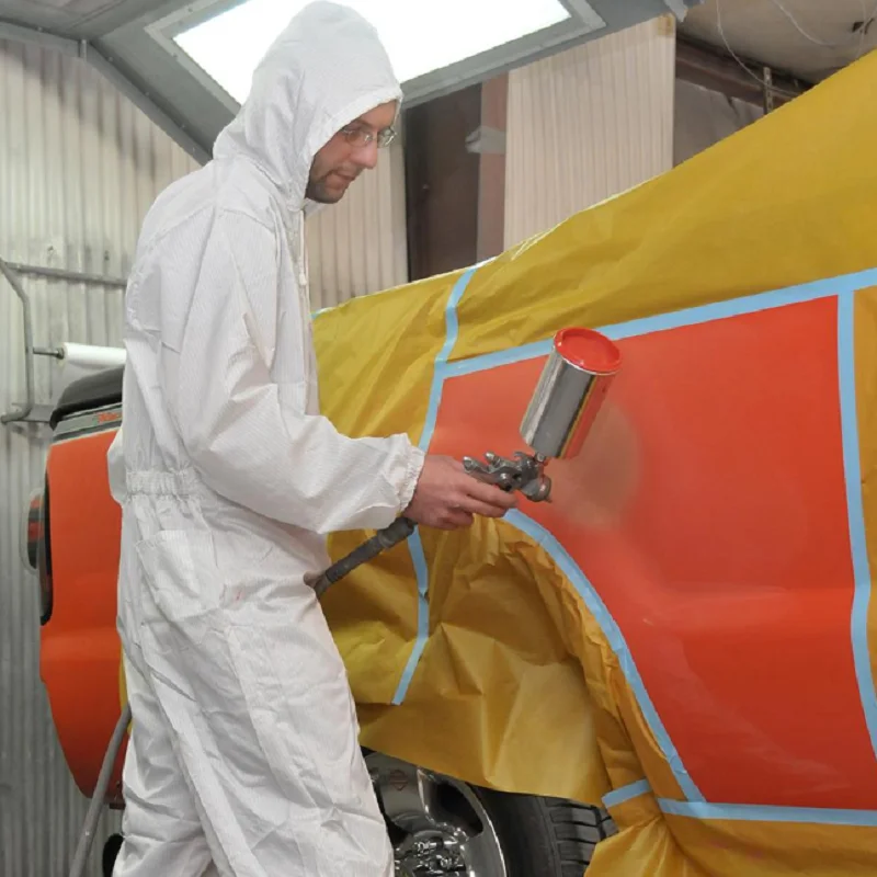 Polyester Paint Coverall White Color Reusable Antistatic Carbon Fiber Spray Suit