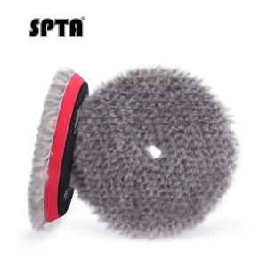 SPTA 5 Inch 1Pc V2.0 Medium Cut Long Wool Polishing Pad RO/DA Polisher Buffing Pad for Car Polisher Remove 1500# Sanding Marks