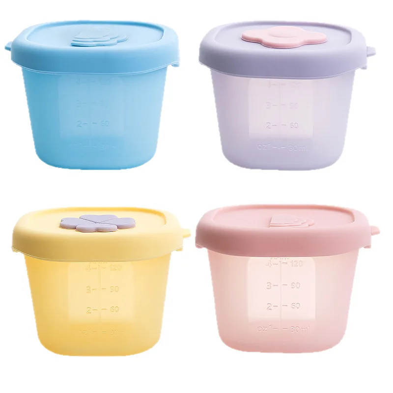 Baby Food Bowl with Silicone Lid Storage Box, Free of Bisphenol A, Fresh-keeping, Frozen, Portable, sealed