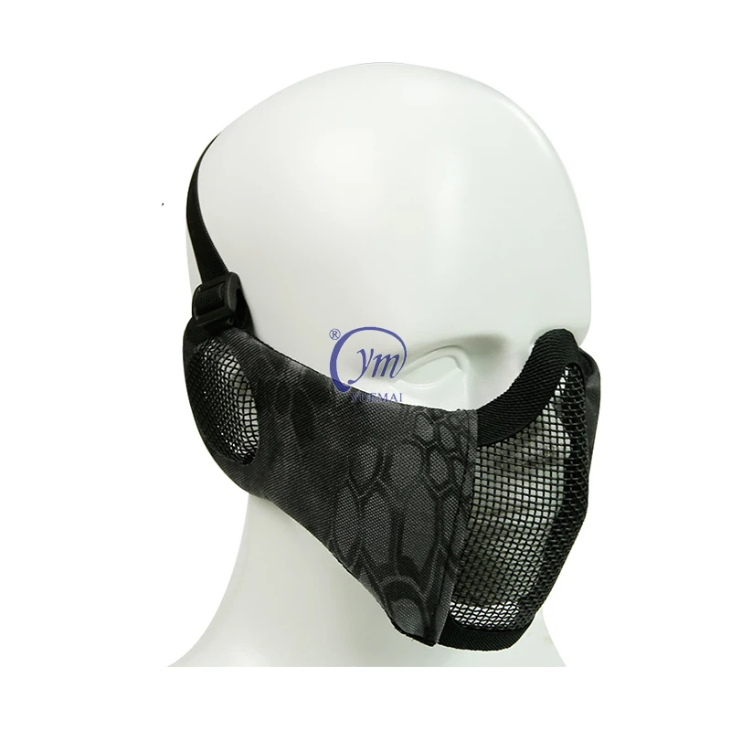 Outdoor Hunting Shooting Foldable Nylon Tactical Half Face Mesh Mask with Ear Cover Protection