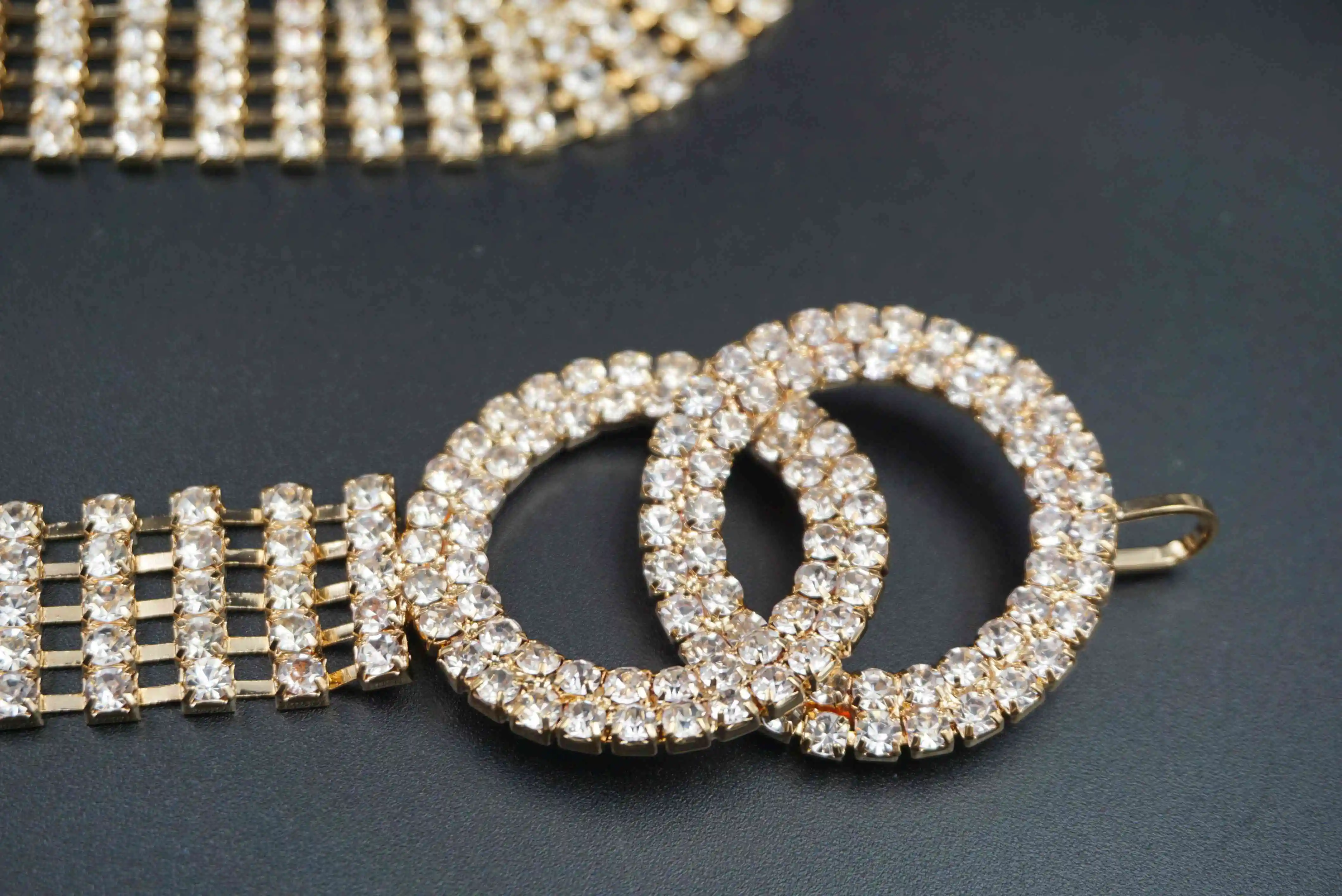 fashion gold waist chain belt  buckles women metal diamond rhinestone belt for dress