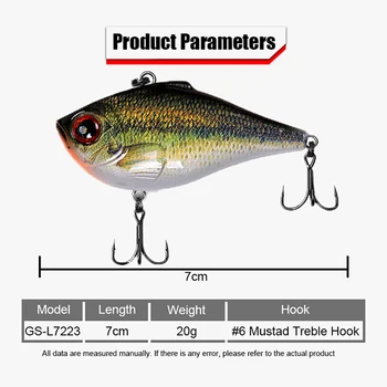 GS High Quality 7cm 20g Vib Fishing Lures Hard Bait Vib Lure Crank Bait Lure with Strong Fishing Hook Lipless Crankbait – Hard Lure – view 3
