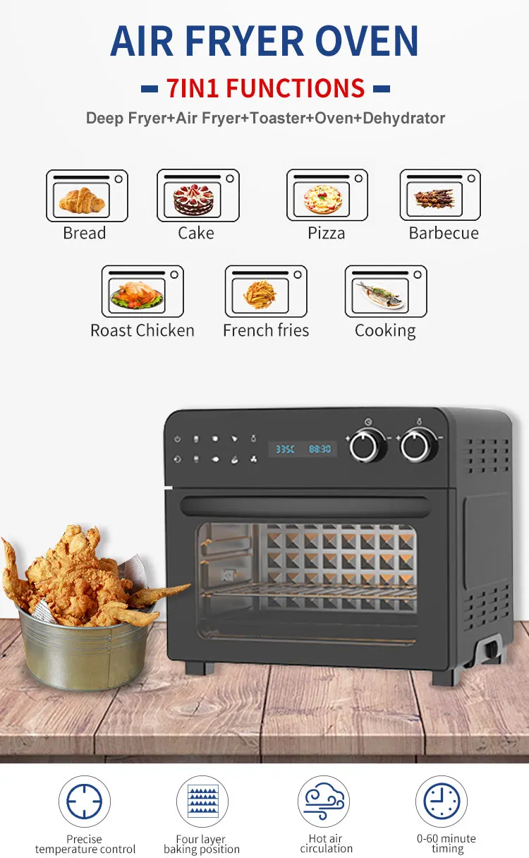 Electric Digital Non-Stick Air Fryer oven Stainless steel housing  Digital LED touch FM9016 air fryer accessories set