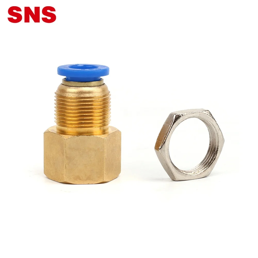 SNS SPMF Series One Touch air Hose Tube Quick Straight Brass Bulkhead Fitting Pneumatic Female Thread Connector
