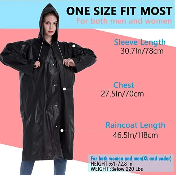 Дождевик WOQI с капюшоном, многоразовое водонепроницаемое пончо для взрослых, легкий многофункциональный дождевик для мужчин и женщин