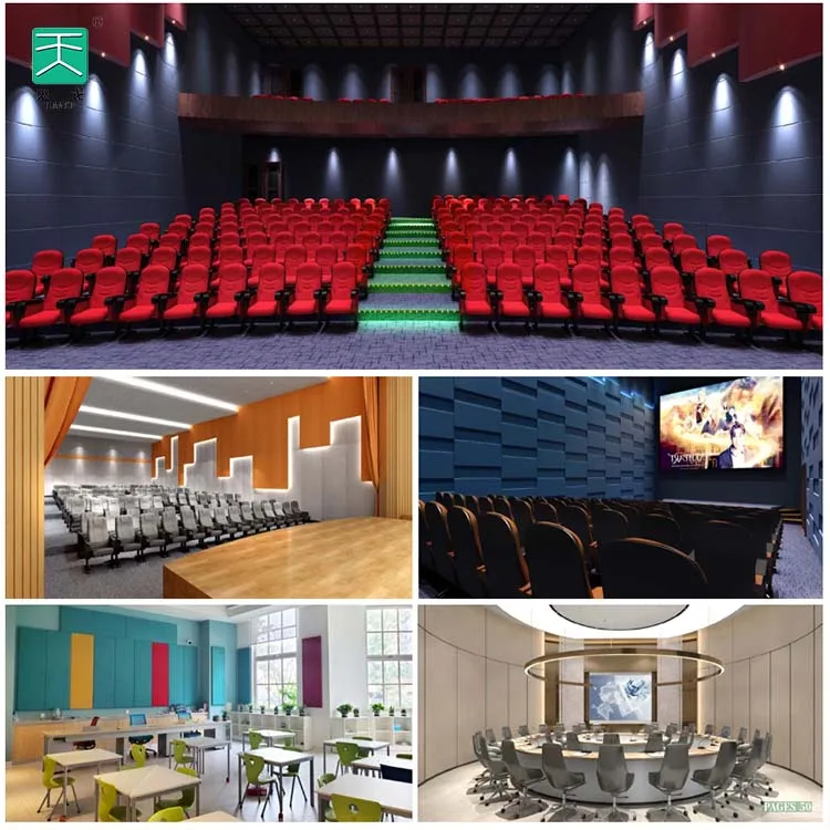 TianGe Soundproof Room Acoustical Solution System Fabric Wrapped Fiber Glass Wall Cinema Acoustic Panels for the Ceiling