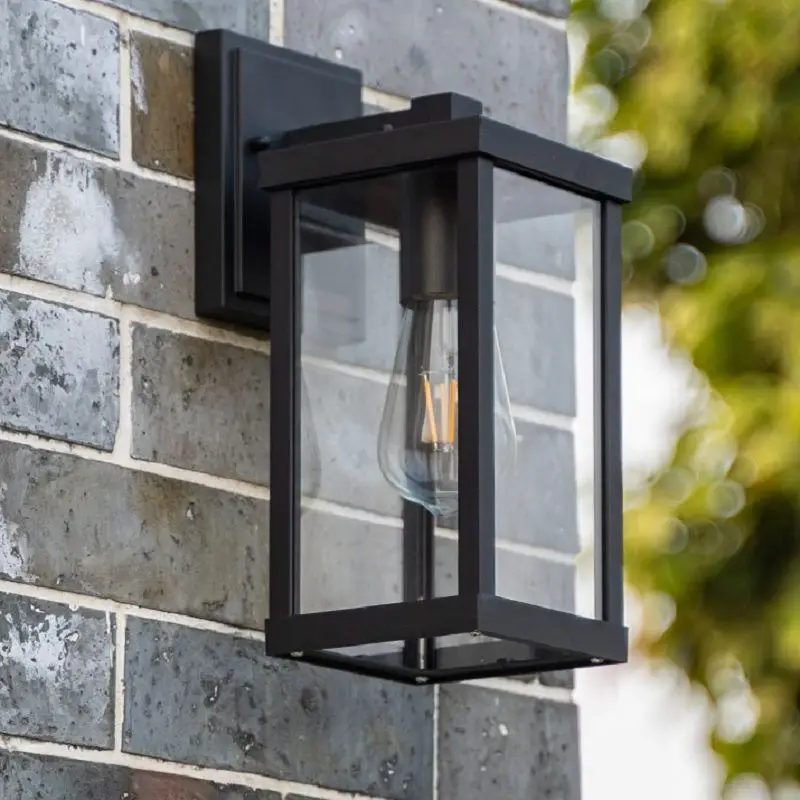 Lampu Dinding LED Aluminium Tahan Air Luar Ruangan Desain Kotak untuk Vila, Koridor, Balkon, Gaya Tempel Sederhana Retro