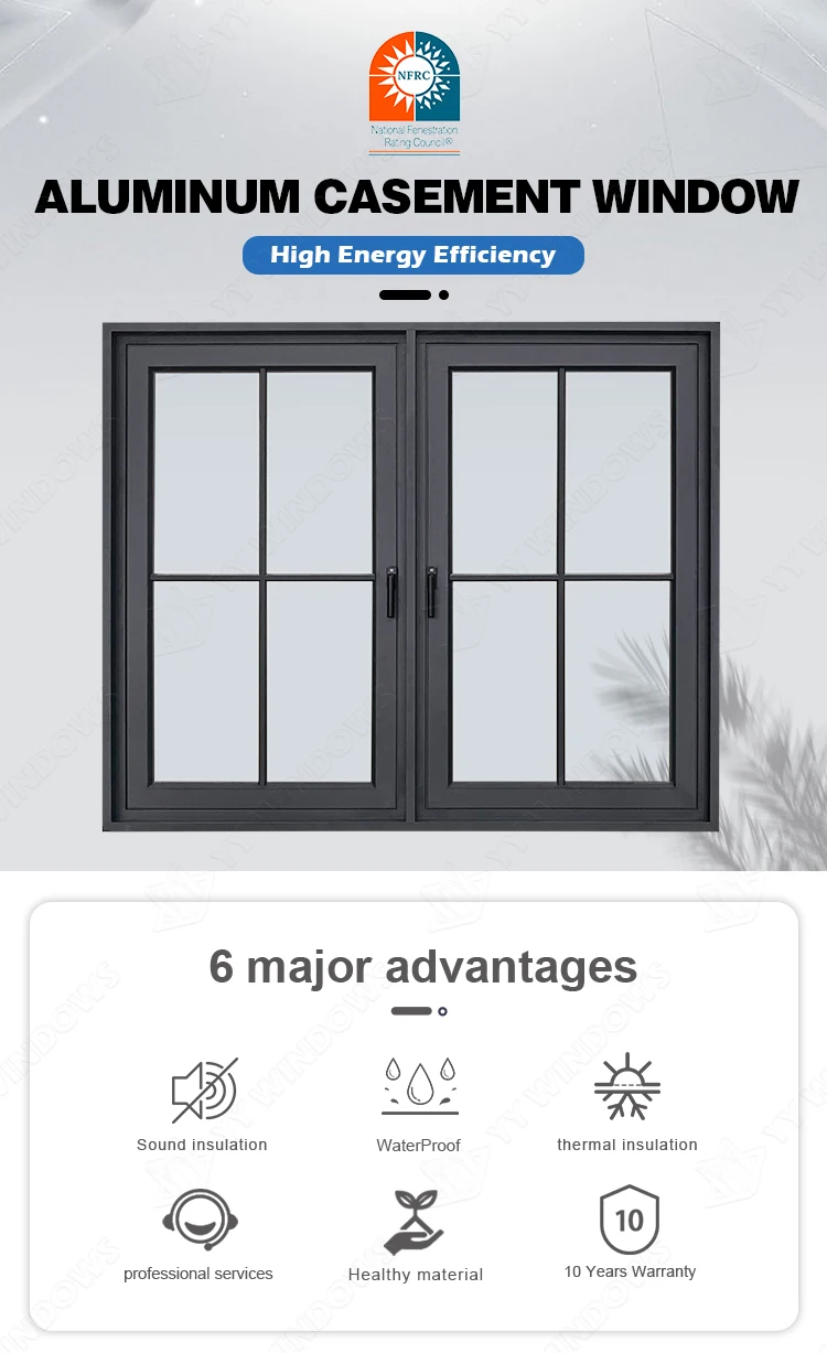 Modern Customized Black Casement Windows Double Glazed Aluminum