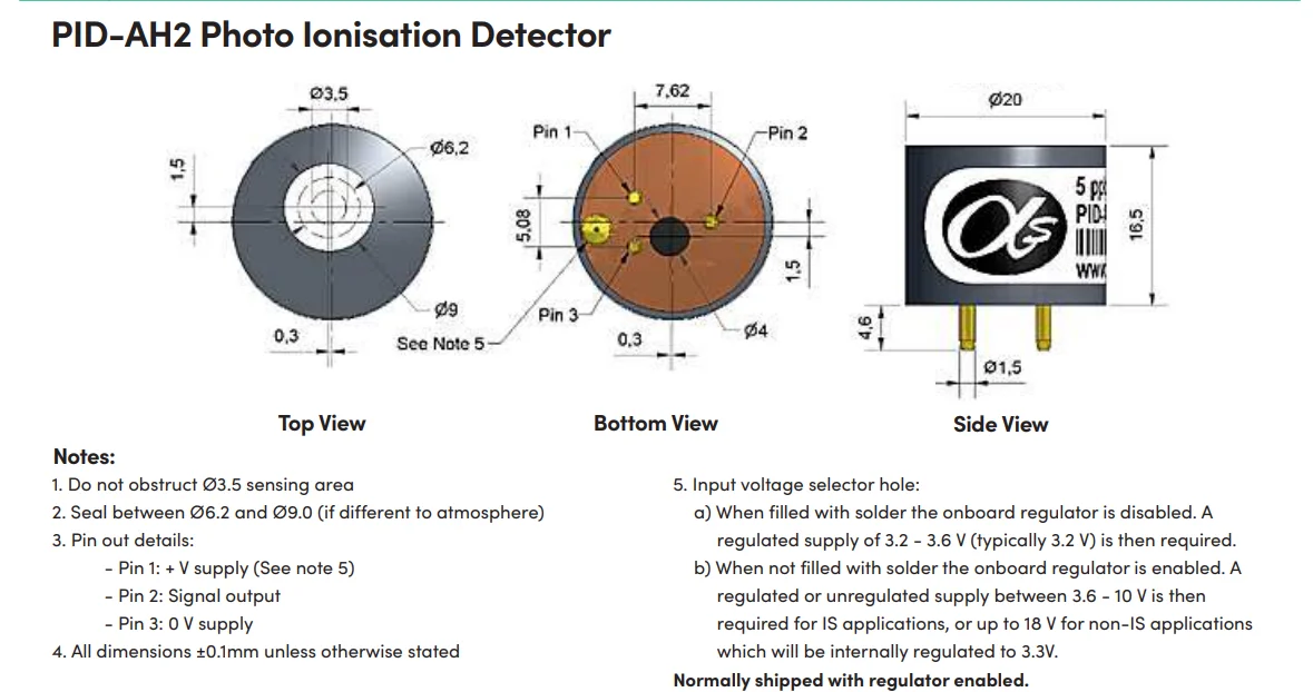 Pid Light Ion Gas Sensor Can Measure Ppb Vocs Alphasense Pid-ah2 - Buy ...