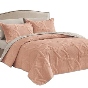 3 Pcs Quilted Bedding Set Luxury Hotel 100% Cotton Double Bedspreads for Bed