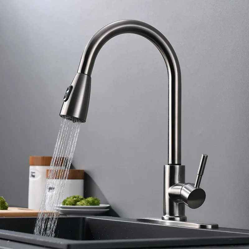 Grifo de Cocina de Inducción Inteligente Dirección de Rotación Grifo Táctil  Doméstico Extraíble de Acero Inoxidable 304 Agua Fría y Caliente - Main Image