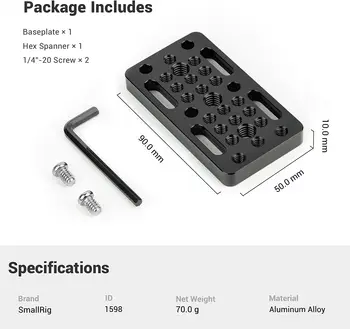 SMALLRIG Switching Plate Camera Easy Plate for Railblocks Dovetails and Short Rods - Longer Version - 1598 product image