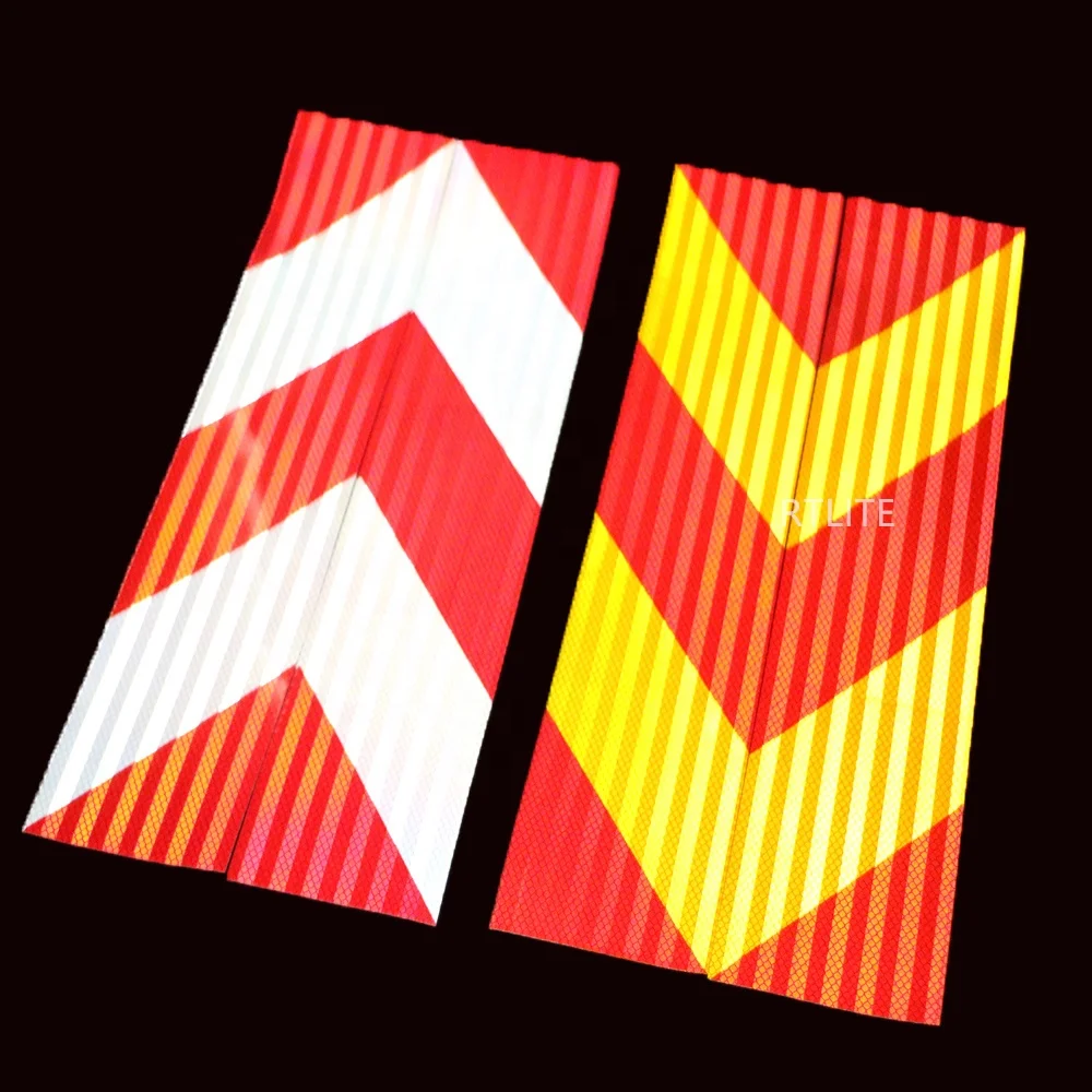 200mm X 1700mm Yellow Red Chevron Reflective Sticker Adhesive Vehicle Truck Bumper Sticker